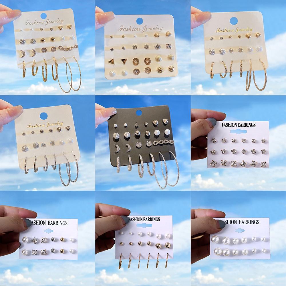 iF ME Fashion Pearl Earring Set Women Luxury Butterfly Love Heart Gold Stud Earrings Resin Hoop Earrings Jewelry Accessories