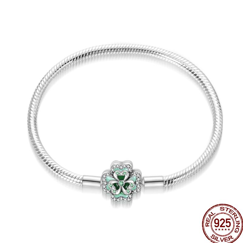 925 Silver 17-20CM Heart Pave Zirconia Original Bracelets Infinity Bracelet Fit DIY Charms Bead Birthday Jewelry Gifts Hot Sale