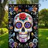 Day of the Dead Garden Ag Double-Sided 12x18 Inch Skull Welcome Oral Yard Ag Mexican Gothic Skeleton Owers Birds