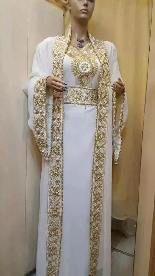 

Платье-абая Фараша Кафтан Дубай Новое Исламское Марокканское Стильное Жоржет XS белый