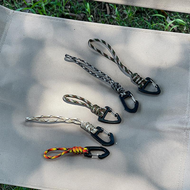 Neues 7-adriges Lanyard Schlüsselband, Anti-Verlust Handgelenk-Hängehaken, Multifunktionaler Dreiecks-Karabinerhaken für Outdoor-Camping