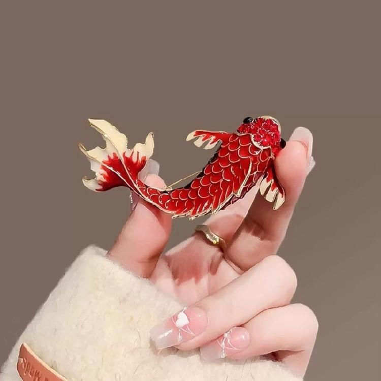 Roter Fisch Anstecknadel Anstecknadel Legierungstextur Für diejenigen, die eine Mischung aus Tradition und modernem Stil bei Accessoires wünschen