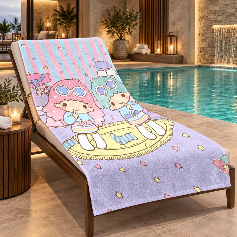 Beach Towel with Little Twin Stars Design, Quick Dry Lightweight Towel for Swimming Pool Travel