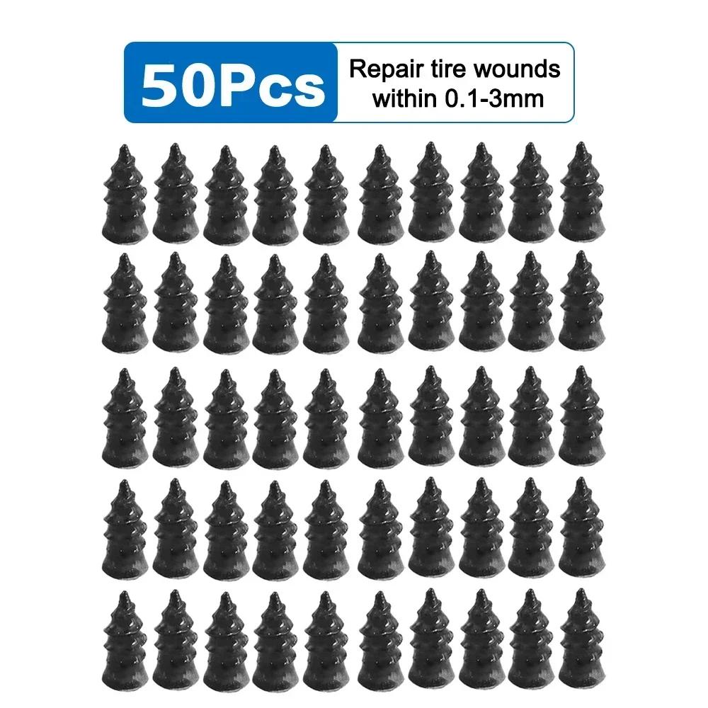100pcs Car Motorcycle Vacuum Tyre Repair Nails Truck Scooter Bike Tire Puncture Repair Tubeless Tools Rubber Metal Accessories