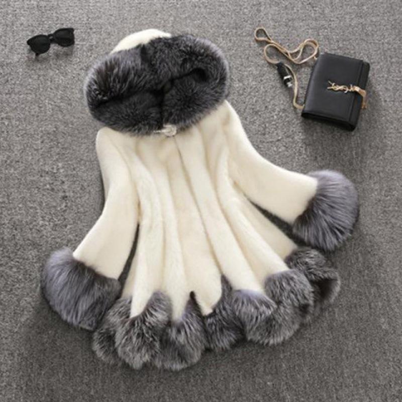 Winter new imitation mink imitation fur coat medium and long imitation mink coat women's imitation fox hair hooded