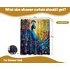 Peacock Printed Shower Curtain Blue Bird Watercolor Feather Floral Art For Bathroom Decor