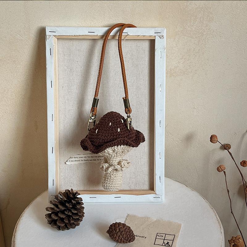 Whimsical Design Mushroom Childrens Bag Cozy Knitted Fabric Ideal Kids For