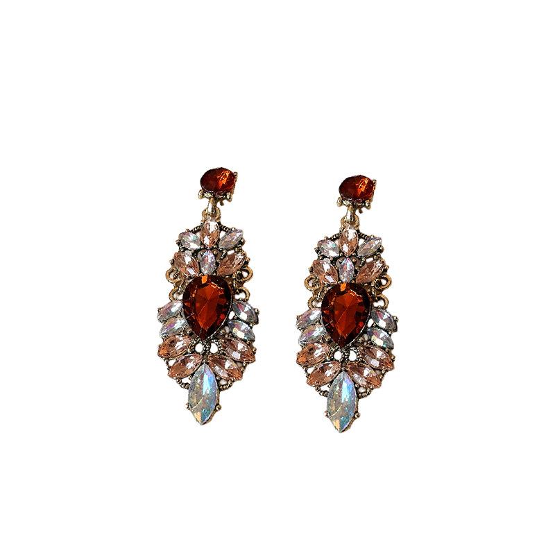 Silver Needle Diamond Droplet Long Earrings Fashion Court Style Design Earrings Retro Premium Exquisite Earrings