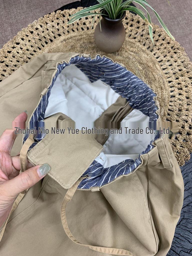 Japanischer Vintage Cargo-Rock mit elastischem Bund, Kordelzug und Schlitz hinten in Blau