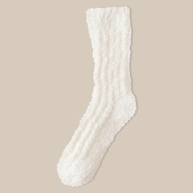 Coral velvet socks for women autumn winter thick warm couple home men's mid-tube sleeping socks plush moon floor socks
