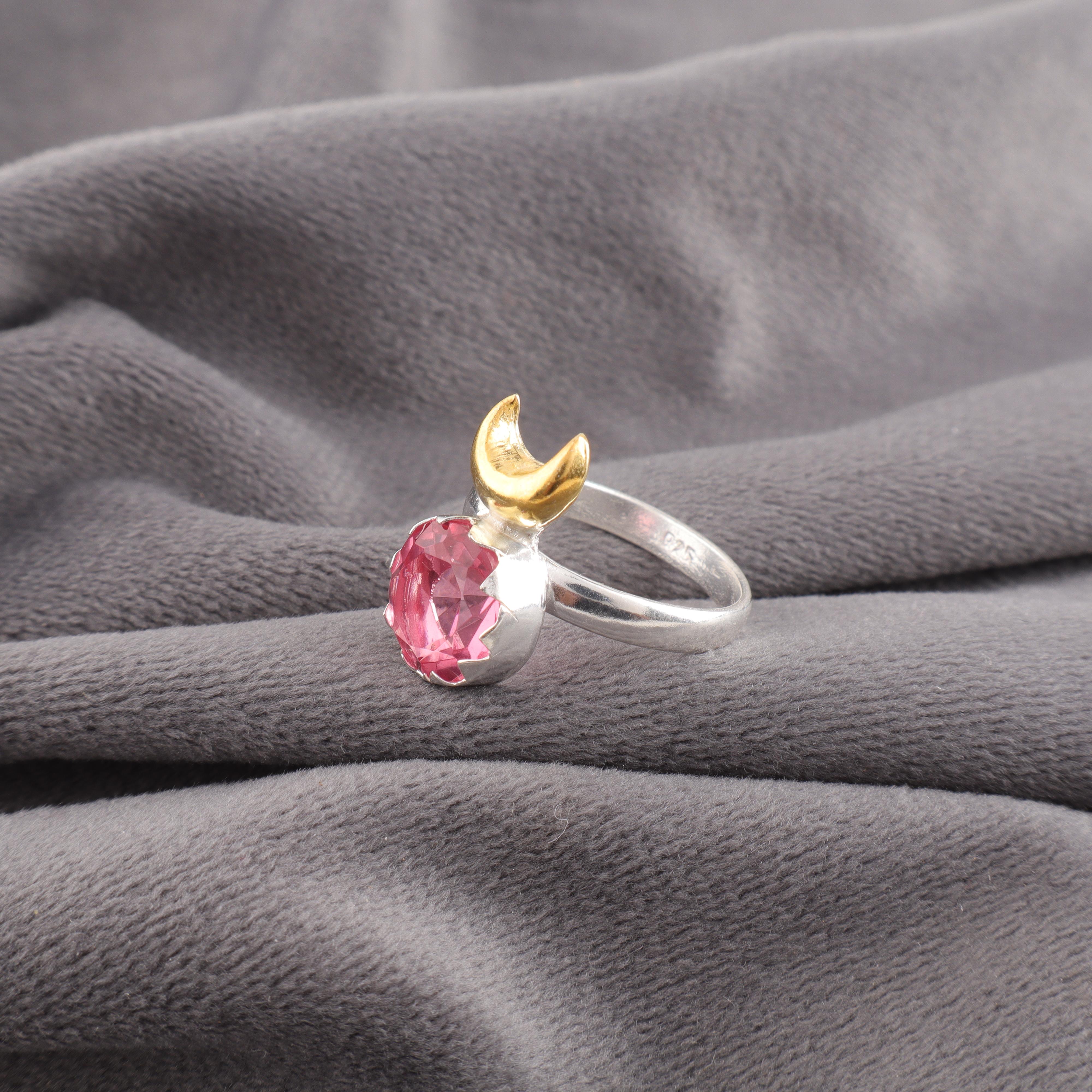 

Кольцо с драгоценным камнем розовый турмалин, Ювелирное изделие из серебра 925 пробы ручной работы, Ювелирное изделие-кольцо для медитации для женщин 12 розовый