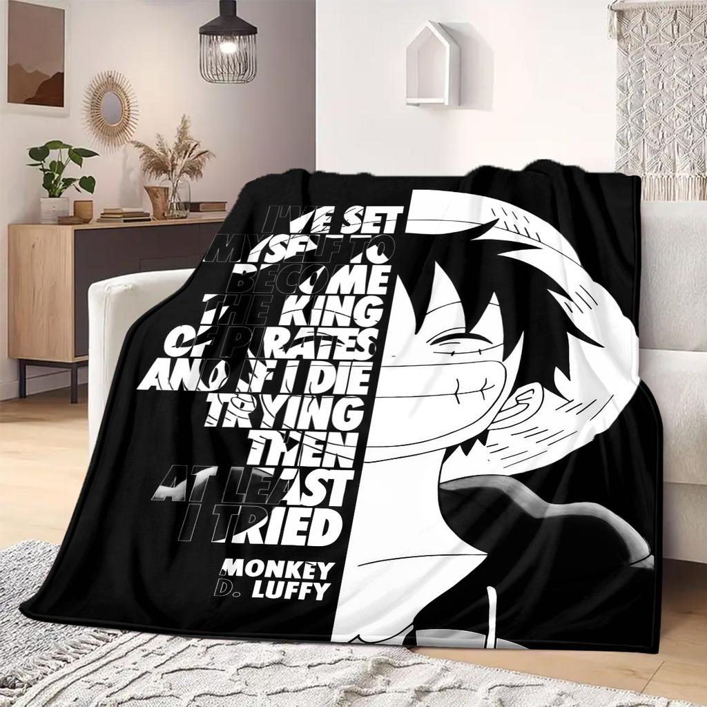 OnePiece Anime Print Blanket Warm  Comfortable Flannel Blanket Suitable for Bedrooms, Sofas, Beds, Chairs, Picnics, Travel