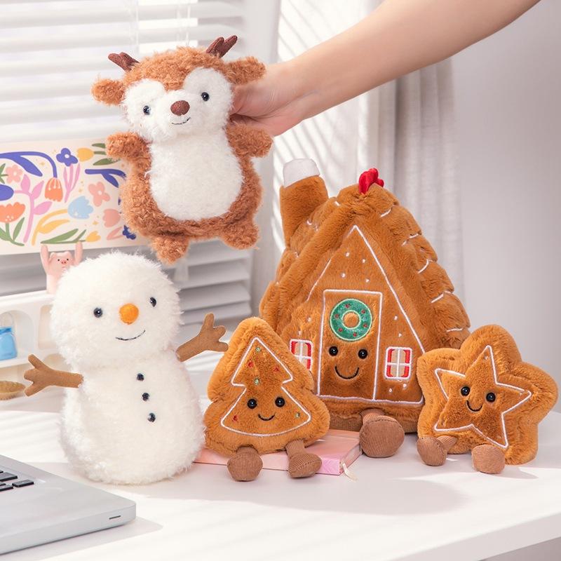 Fun Christmas Series Star Doll Gingerbread House Couple Snowman Plush Pillow Living Room Decor Gift reference