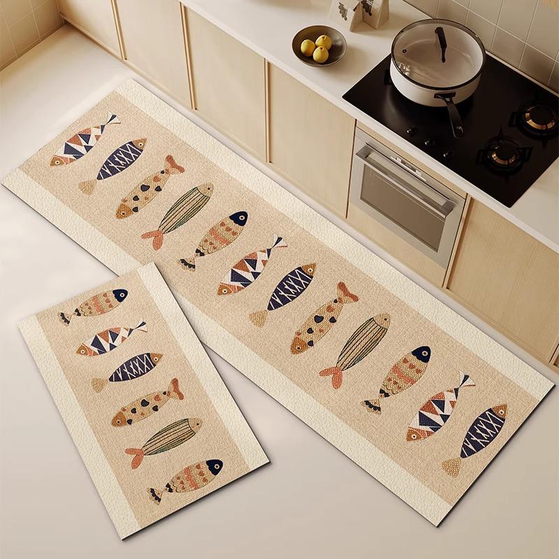 Kitchen Rug Waterproof Floor Mat PVC Leather Carpet Anti-slip Mats Japanese Style Home Decor Rugs alfombras de cocina