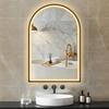 Bathroom Mirror with Lighting, 60 x 90 cm, Arched LED, Anti-Fog, 3 Light Colors, Dimmable, Black