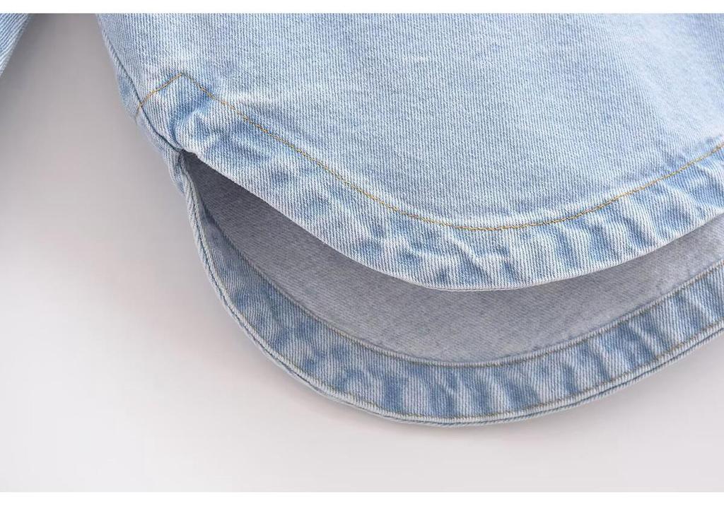 Plus-size Retro Lapel Long Sleeve High-Quality Denim Shirt Jacket for Women