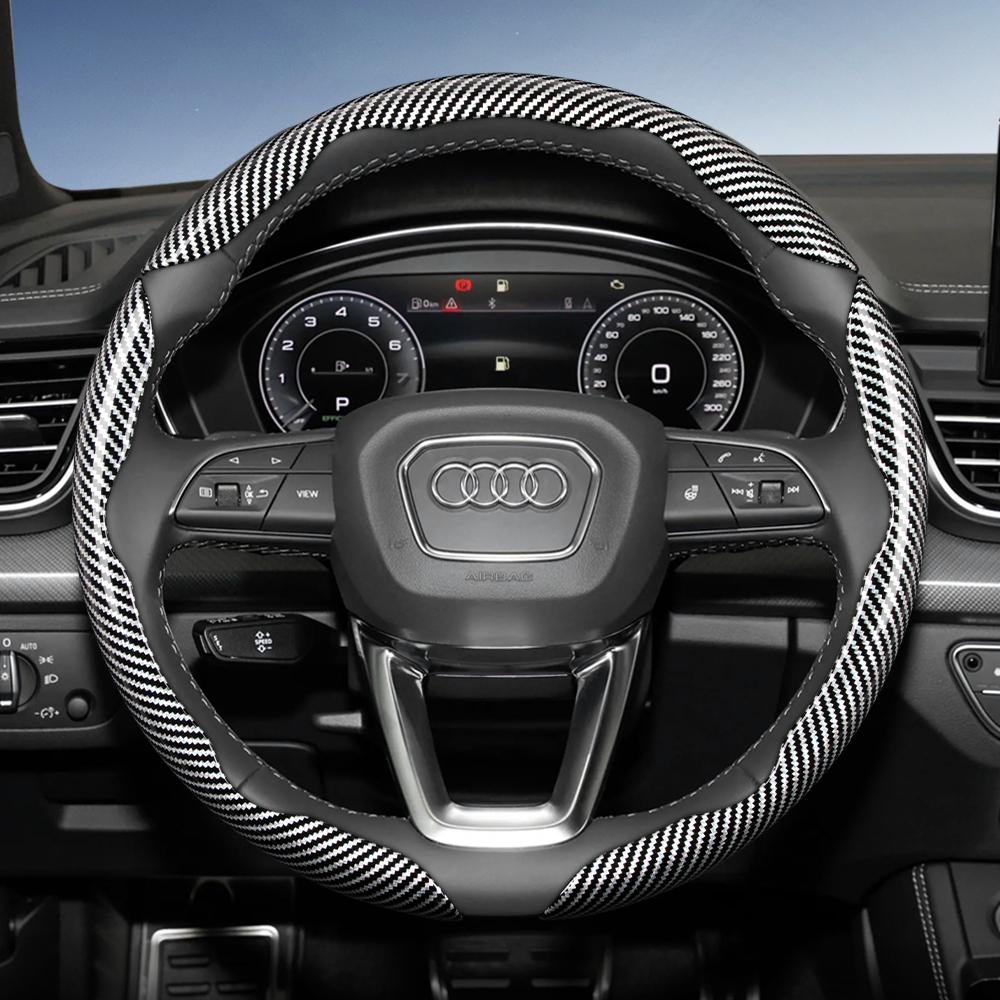 Suitable for 4HGVI Carbon Fiber Texture Steering Wheel Cover with Segmented Quick-Release Design, Durable, for Models Such as Q5 Q3 A4 A6 Q7