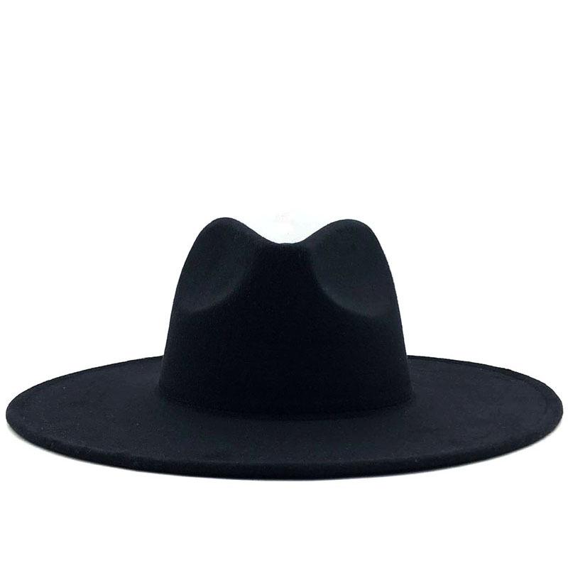 Unisex Wide Brim Wool Felt Jazz Fedora Hat for Autumn & Winter Fashion