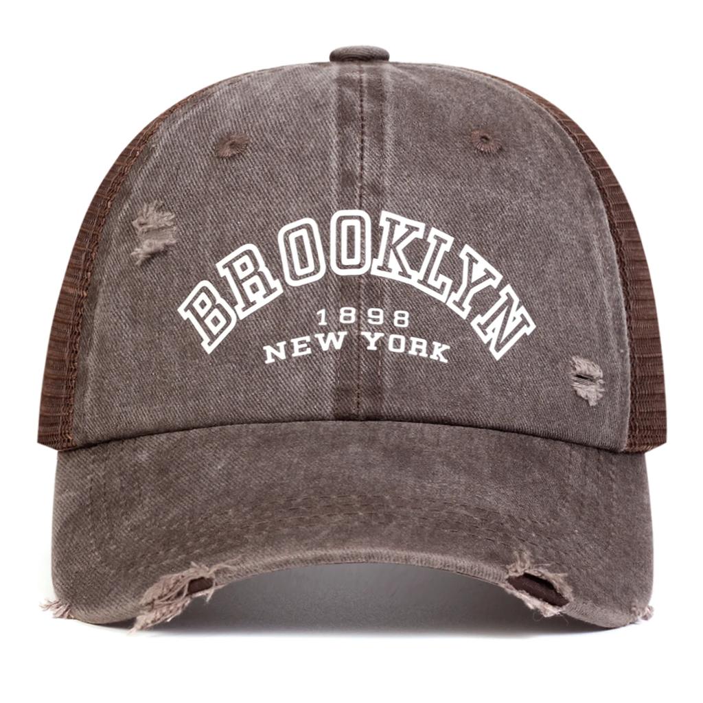 Cappelli da Baseball a Rete Unisex BROOKLYN con Stampa di Lettere Lavabili Cappello Hip Hop Primavera Estate Esterno Regolabile Cappelli Casual Cappello Parasole