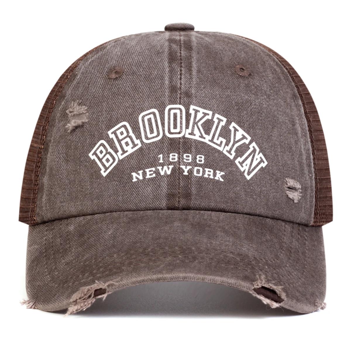 Unisex Brooklyn Buchstaben Druck Waschen Baseball Netzmützen Hip Hop Kappe Frühling Sommer Outdoor Verstellbar Lässige Hüte Sonnenschutzmütze gray