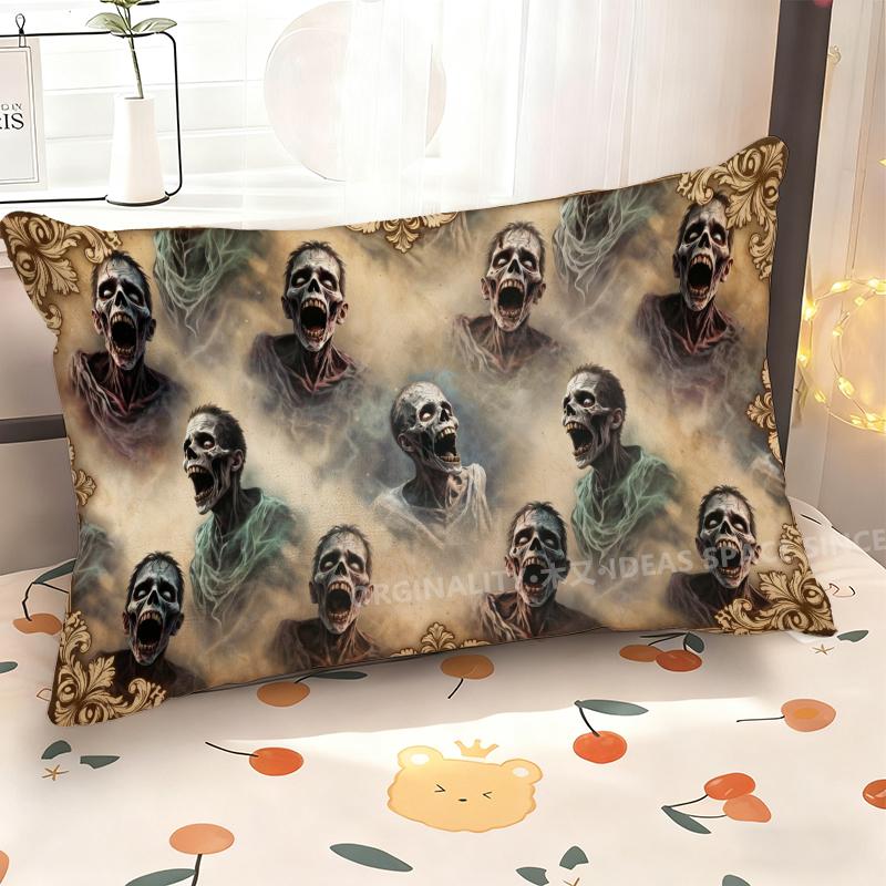 Zombie Skull Pattern Pillowcase Suitable For Sofa Bedroom Car Pillow Cover Cushion Rectangular Back Cushion