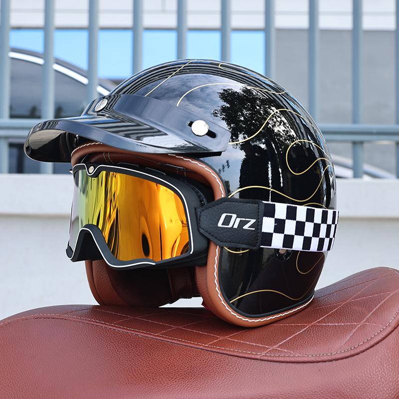 Orz-S68 Retro Motorcycle Helmet DOT Electric Male and Female Half Helmet Scooter Customized 3/4 Helmet for All Seasons