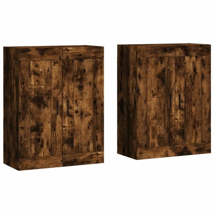 VidaXL Armoires murales 2 pcs chêne fumé bois d'ingénierie 3198038