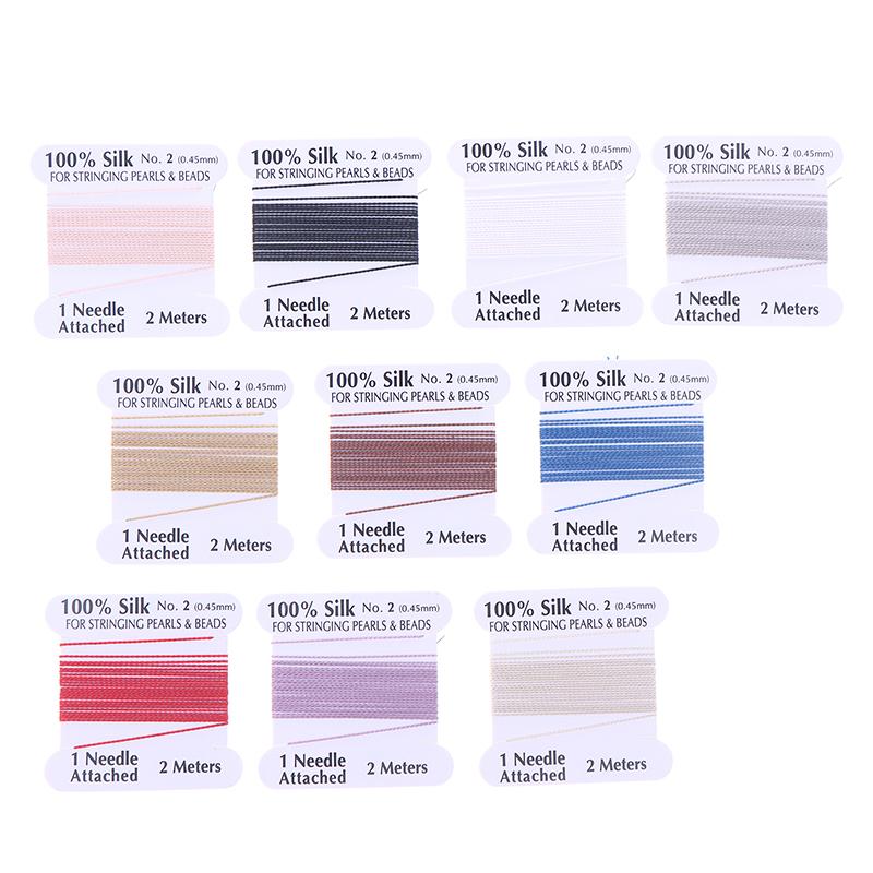 2# 0.45Mm 10Szt./Worek Ręcznie Robiony 100% Naturalny Jedwabny Sznurek Lina Z Nawlekaną Jedwabną Nicią Igła Końcówka Jedwab Do Tworzenia Biżuterii DIY