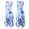 Women Sleeveless Casual Floral Print Dress Round Neck Irregular Hem Mid Length Summer Dress Lightweight Comfortable