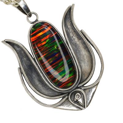 A+ CERTIFIED Natural Opal 59 Ct Oval Cut 925 Sterling Silver Gemstone Pendant