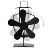 Heat Operated Stove Fan with 5 Blades Black