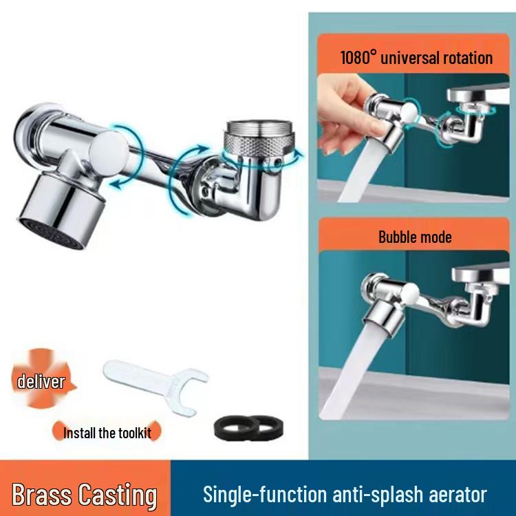 Universal Rotating Faucet Extender - Splash-Proof Aerator Adapter for Basins
