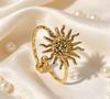 European Retro Sun Ring - Stainless Steel, Colorfast, Light Luxury Niche Design
