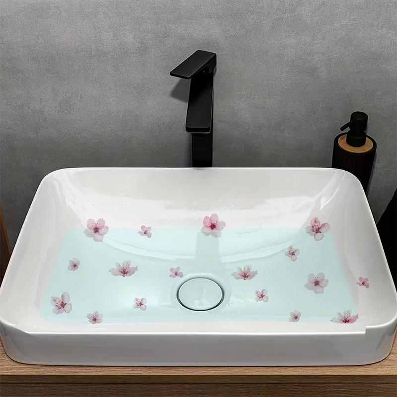 Floral Bathroom Sink Stickers Removable Self-Adhesive Waterproof Bathroom Toilet Decorative Sticker Bathtub Sticker Home Decor