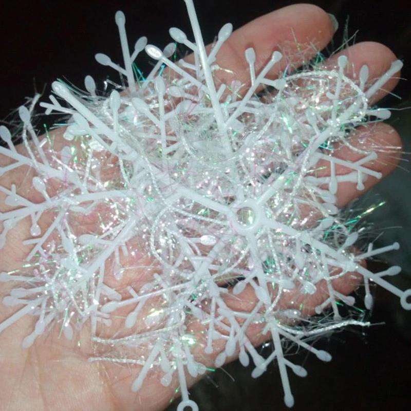 Christmas Snowflakes Plastic Brushed Ornaments Snowflake Tree Hanging Decorations Winter Party Holiday Home Decoration Supplies