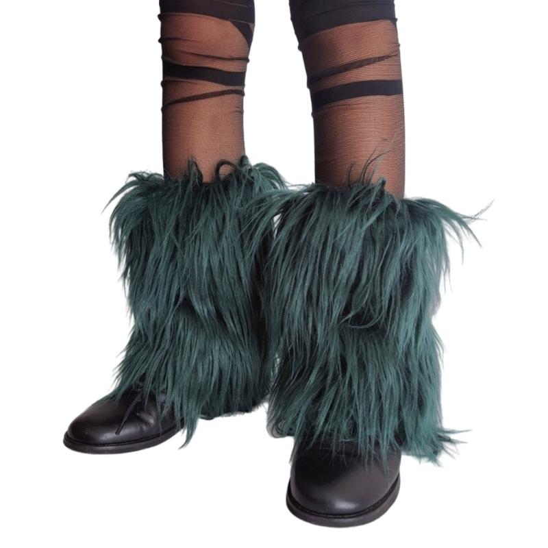1 Paar Plüsch Flauschige Beinstulpen Für Damen Bequeme Winterstiefel-Topper Weicher Stoff Beinschoner 20 black