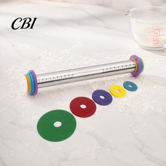 Fondant Rolling Tool Pin Spacer with Scale Markings, Adjustable Removable Thickness Rings, Professional Baking Spacers Control Plastic for Cookies Pie