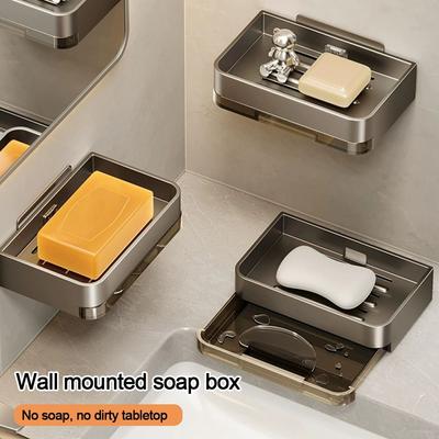 Kreative Wandmontierte Seifenschale Metall Abflussbares Lagerregal Seifenbehälter Tablett Badezimmer Küchenspüle Organizer