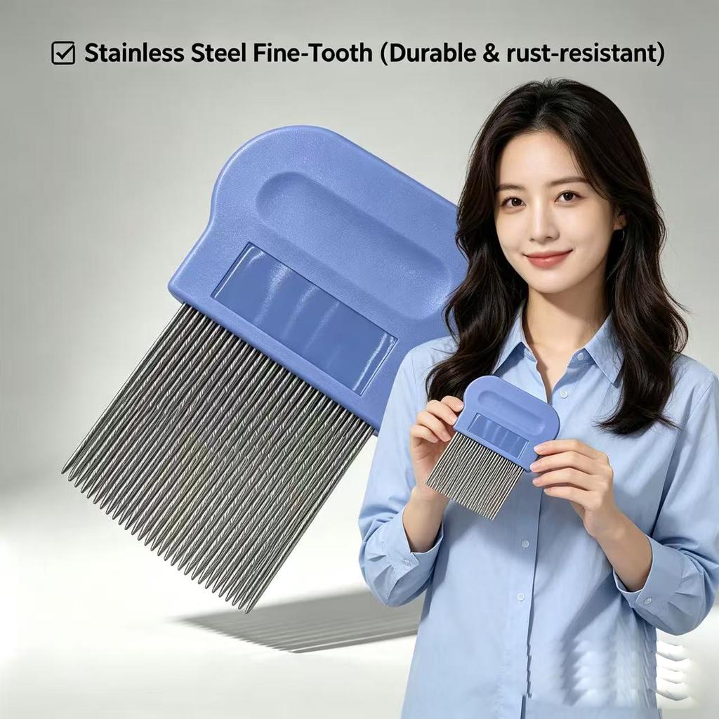 Eco-friendly Metal Lice Comb Fluted Pins Fine Tooth Head Lice Removal Comb for Pets and Human Hair Care 01R
