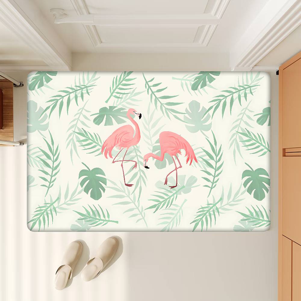 Flamingo Cartoon Hallway Carpet INS Style Soft Bedroom Floor House Laundry Room Mat Anti-skid Bedside Area Rugs