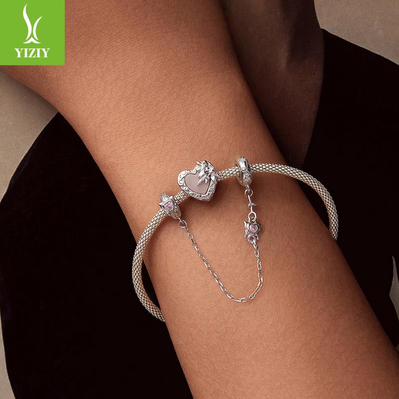 925 Silver Heart Flower Elf Beaded Cross-Border Diy Bracelet Accessories S925 Sterling Silver Jewelry Accessories