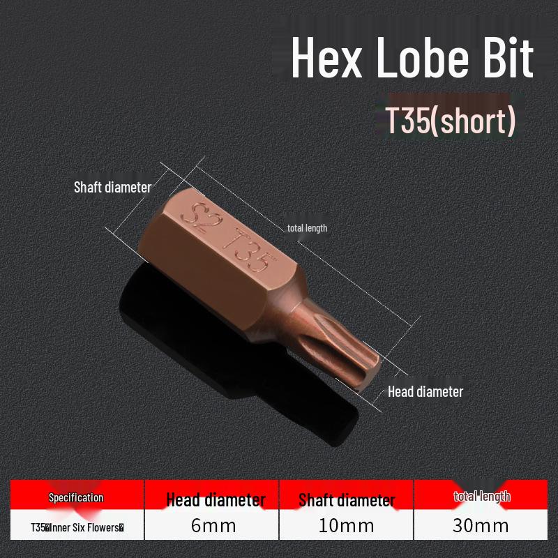 Hexagonal T30 Internal 6-Spline, 12-Point Star Key Socket M10 Tool, T40 Auto Repair.