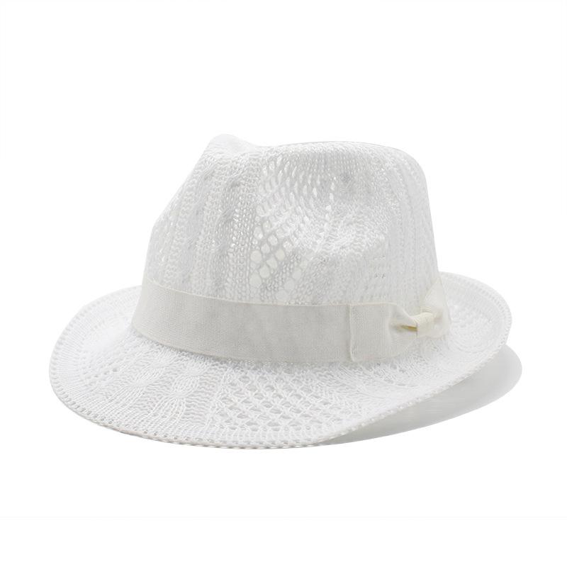 Spring And Summer British Top Hat Knitted Hollow Jazz Top Hat Bow Spice Girl Style Jazz Hat Sun Protection Beach Hat