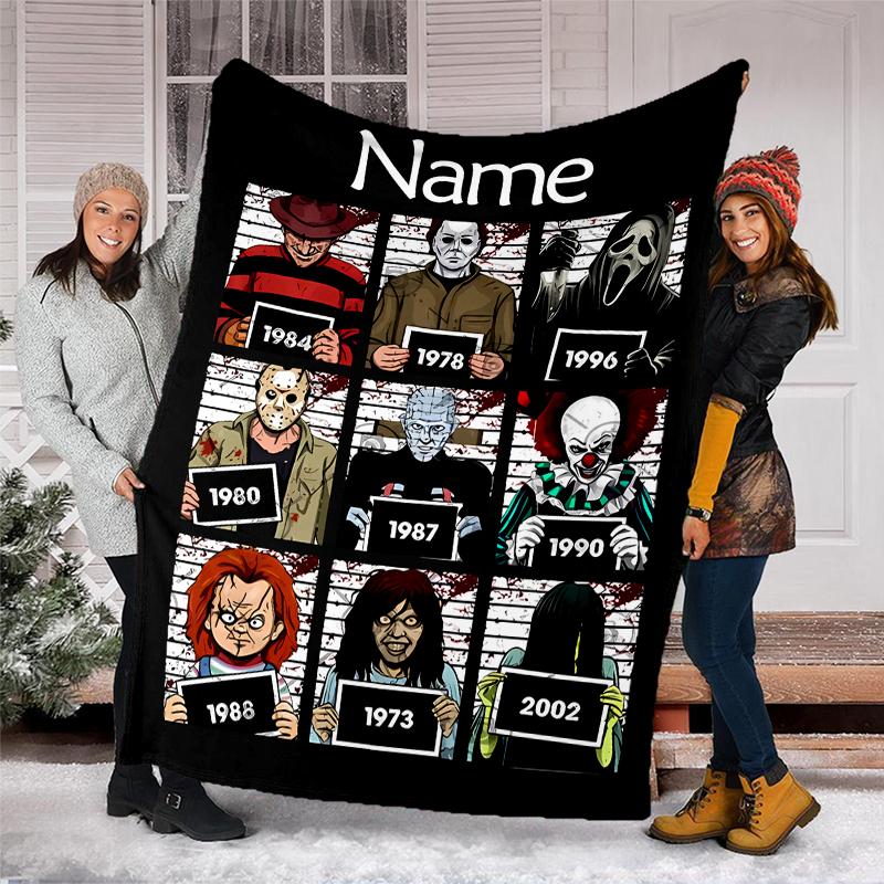 Personalized Custom Name Blanket - Horror movies Print Design,Blanket for Sofa,Bed,Travel,Camping - Soft and Warm, Great Gift