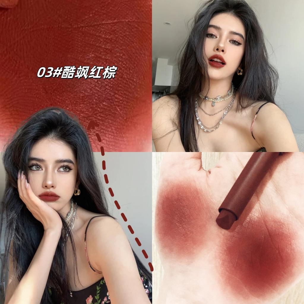 Strong Face and Air Field All Open Big Red Lips! Retro Red Lipstick Matte Finish Velvet Bright Red Lip Lacquer Lip Mud