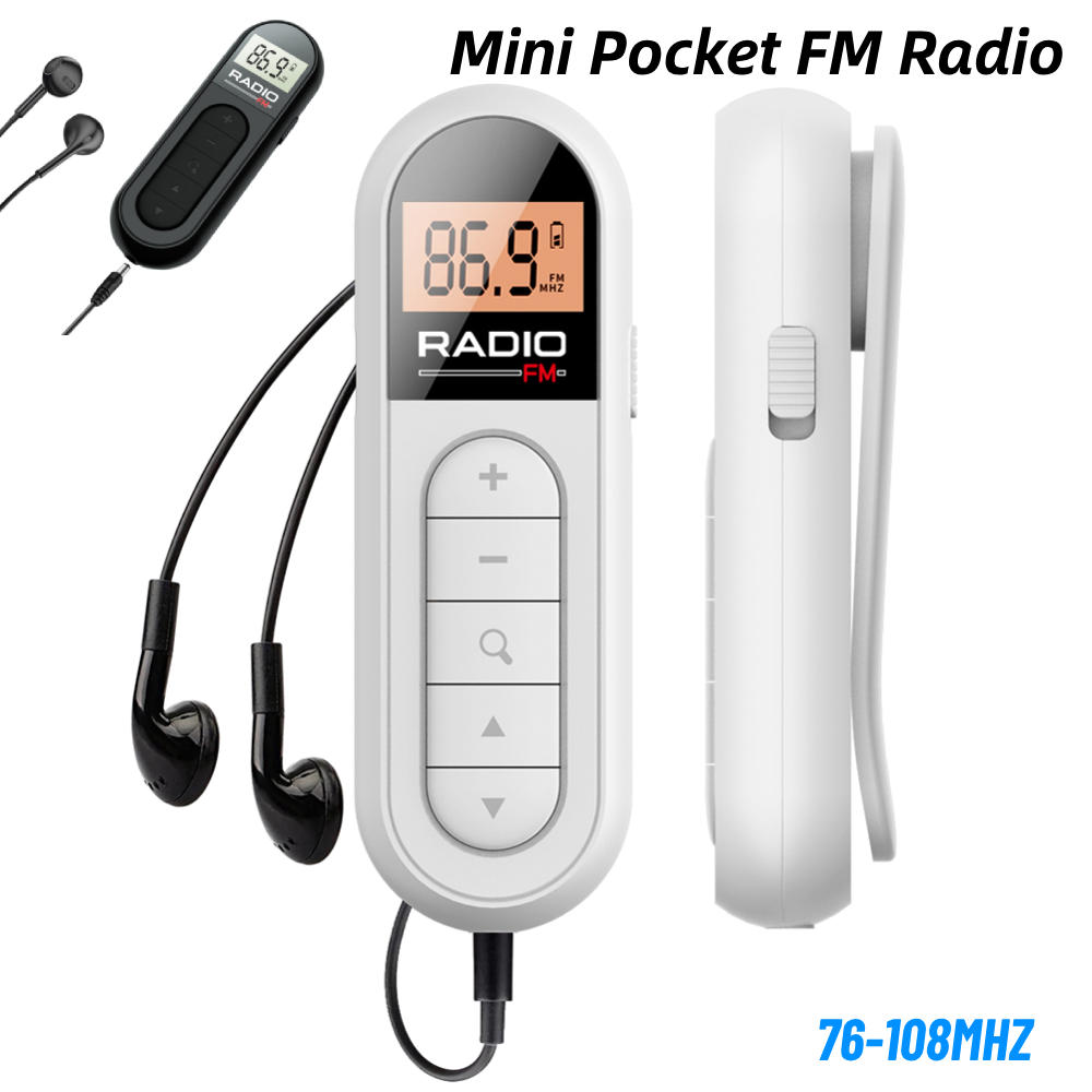 Mini Radio FM Tascabile 76-108MHZ Radio Lavalier Ricaricabile Con Display LCD Retroilluminato Antenna Radio Ricevente Cuffie da 3,5mm