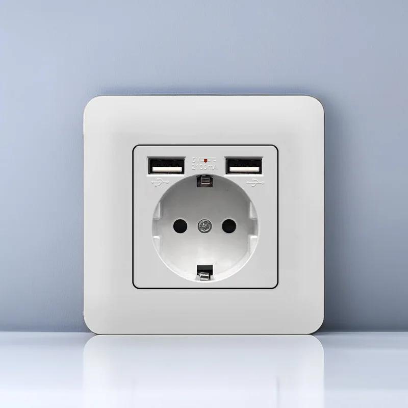EU Standard Single Power Socket Switch Usb Wall Sockets Double Sockets 86 Type Wall Sockets TV Telephone Sockets