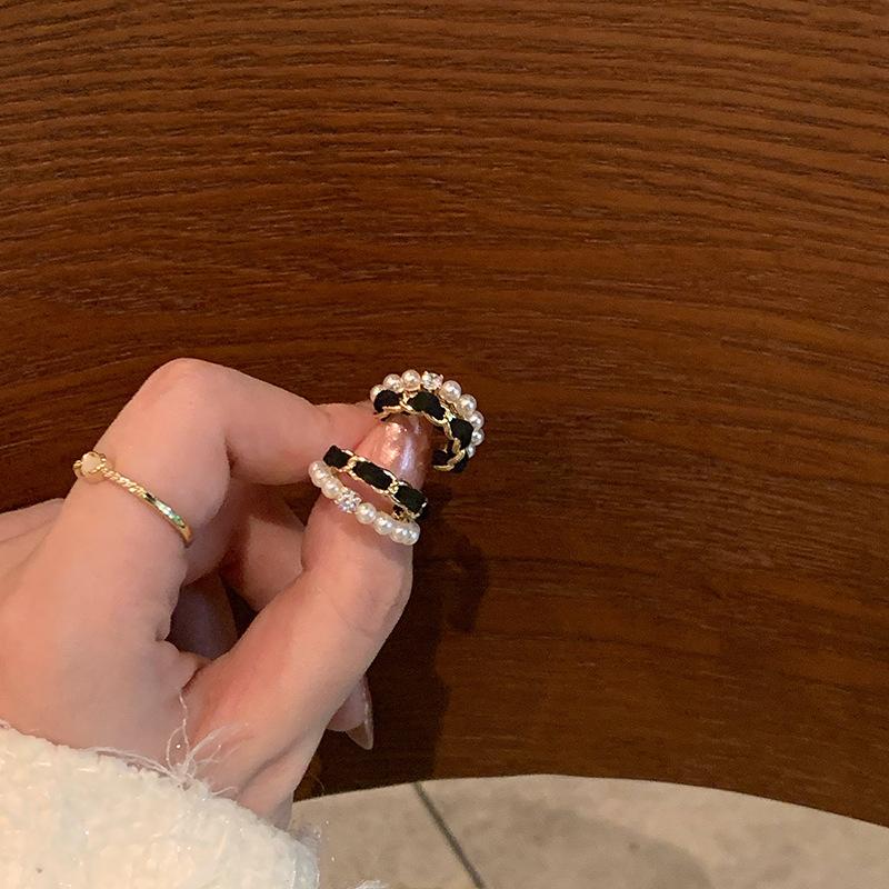 Черные Бархатные Жемчужные Серьги Серьги Темперамент Личность Серьги-Гвоздики Дизайнерские Серьги