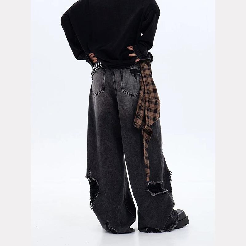 American High Street Jeans Men's Vibe Summer Ruffian Handsome Loose Straight Wide-leg Pants