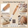 Stainless Steel Bread Scorer Wooden-Handle Curved Dough Cutter Tool For Baking